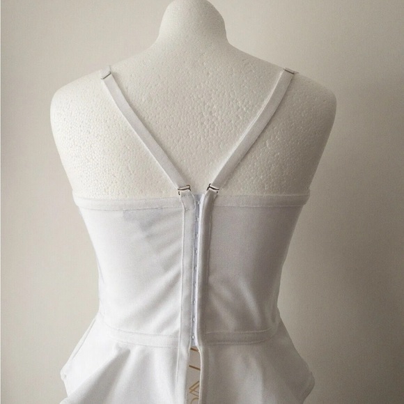 Wow Couture White Cropped Peplum Bandage Corset Top Sizes S, L - Picture 4 of 5